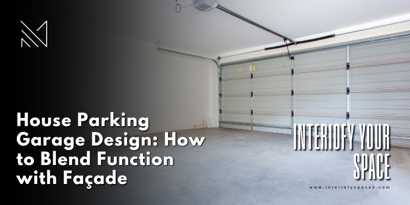 Double-bay house parking garage interior with automatic door tracks, natural lighting, and concrete floor — designed for modern Dubai villas